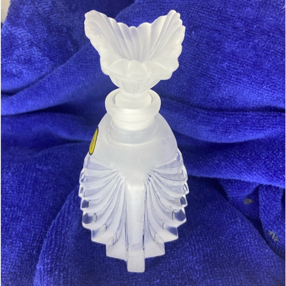 VINTAGE Frosted Glass Perfume Bottles (2) with Decorative Dauber Stopper - Picture 5 of 10